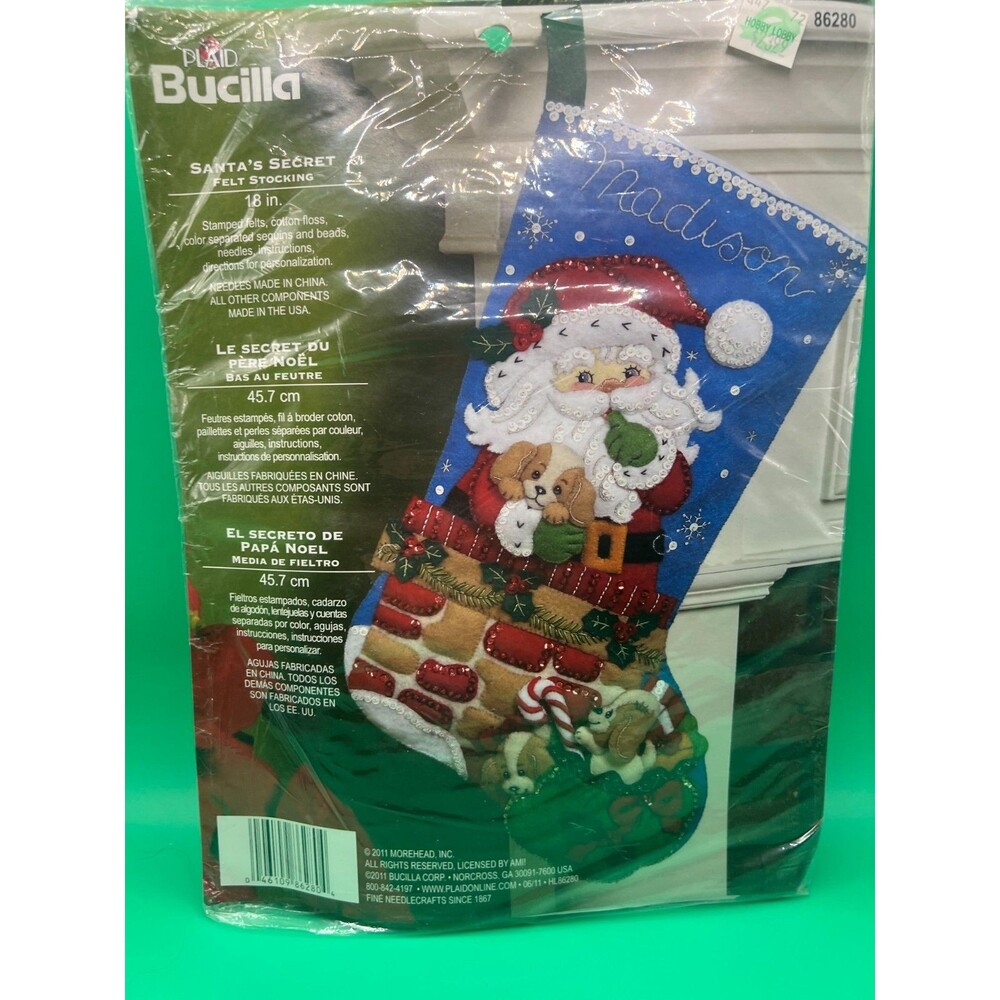 Bucilla SANTA'S SECRET 86280/2011 Stocking Kit-tri-lingual instructions